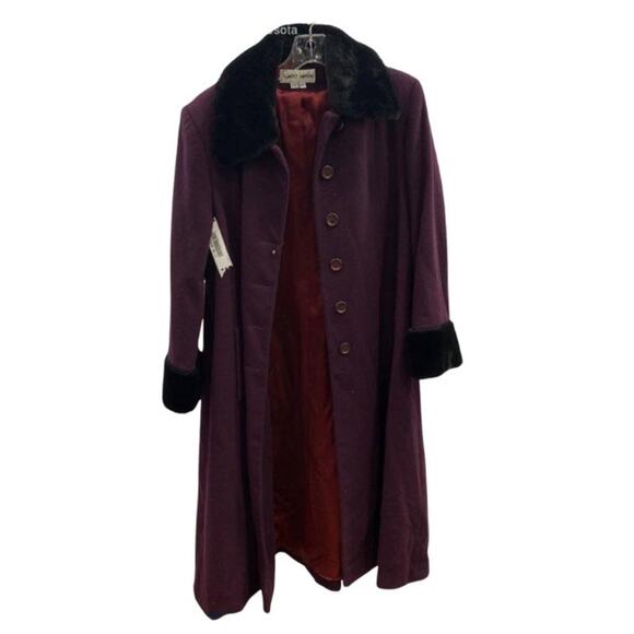 Albert Nipon Jackets & Blazers - Albert Nipon Size 8 Wool Cashmere Long Coat Removable Fur Trim Vintage